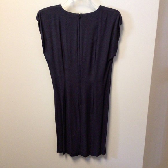 J.S.J. Petites Navy Blue sleeveless dress w/matching jacket w/white trim - Picture 7 of 11